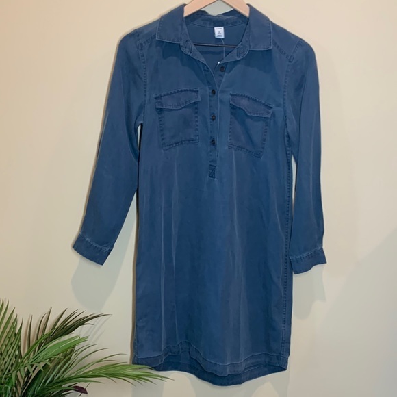 NWT….OLD NAVY dark blue chambray shirt dress - Picture 1 of 6